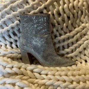 Steve Madden Silver Glitter Ankle Boots